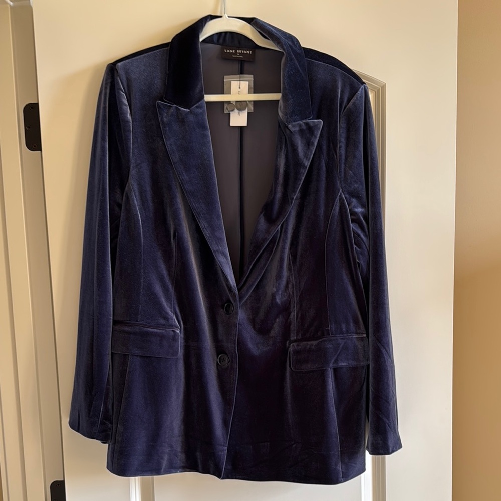 Lane Bryant Women's Navy Velvet Blazer